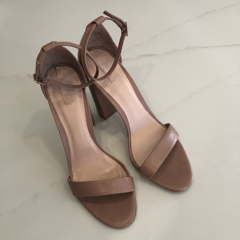 Aldo Nude Strap Heels (4” Heel)